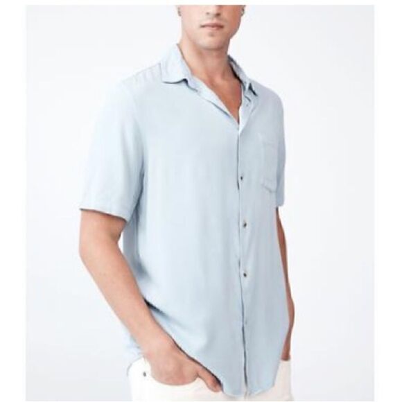 New Cotton on Men's Cuban Short
Sleeve Shirt size M color Blue Fog - Picture 1 of 4